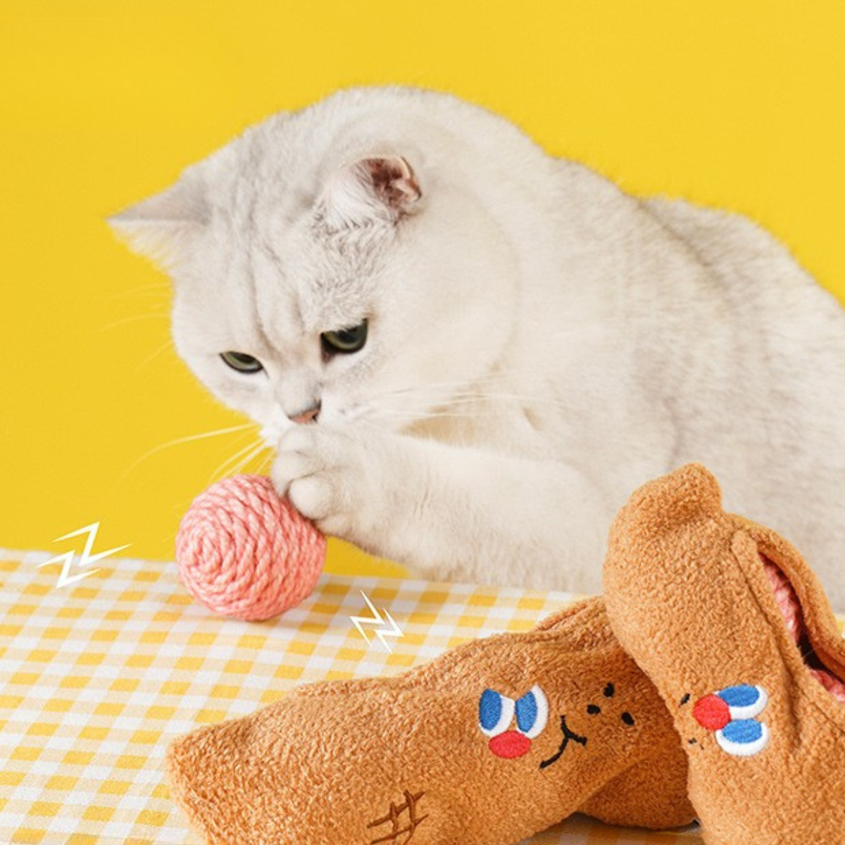 おもちゃ  peanutcat zeze｜Peanut Cat Toy | Interactive Plush Toy with Sisal Ball