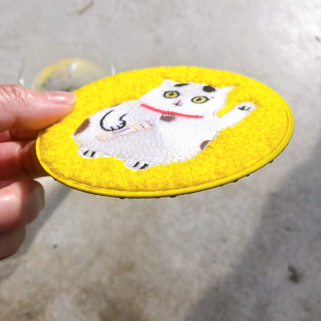 Lucky Cat Coaster (Set of 2) | 招財貓黃黃杯墊(2入)