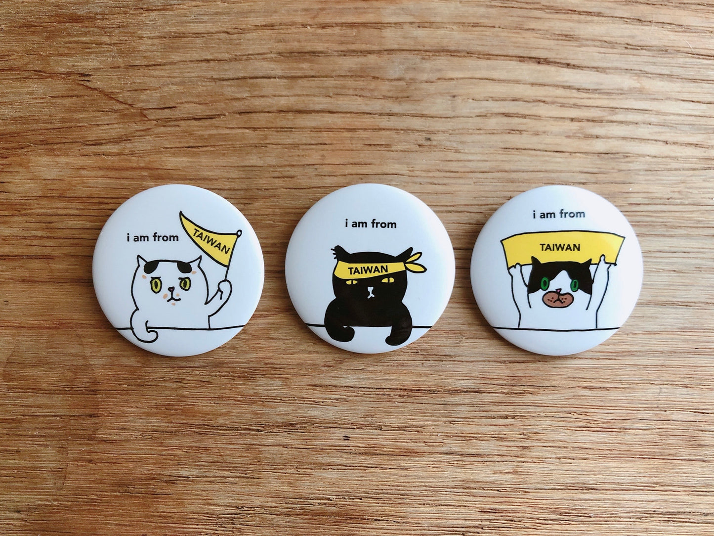 I'm from Taiwan Pin (Bad Kitty / Mask Cat / MeiChu Cat) | 台灣貓出征(壞貓咪 / 肉鬆貓 / 王美珠)
